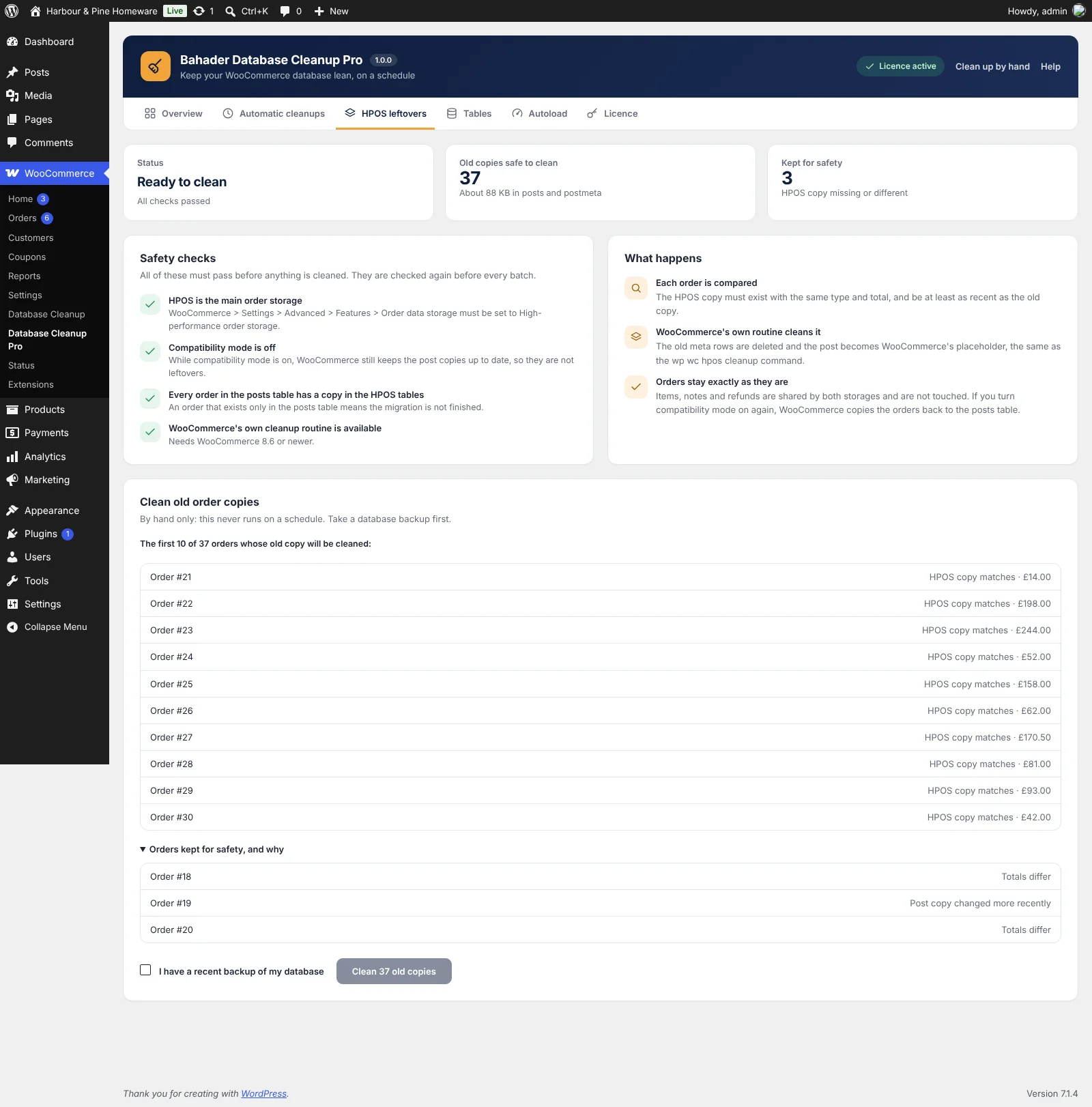 Bahader Database Cleanup Pro: HPOS leftovers