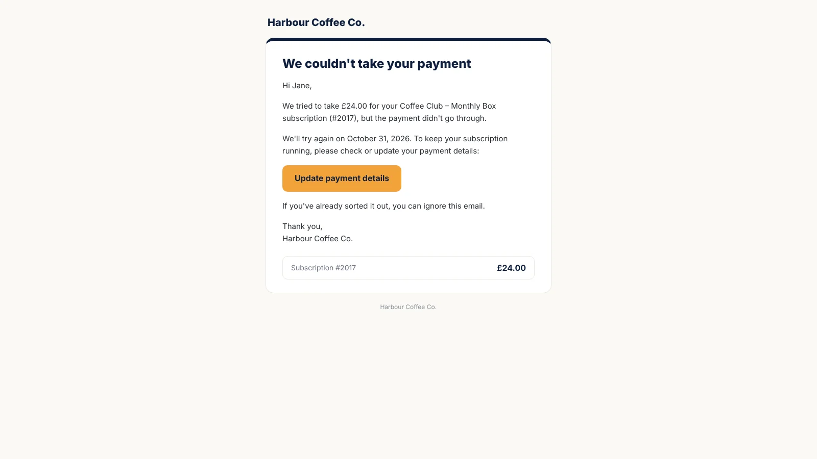 Bahader Subscription Payment Recovery Pro: Branded emails