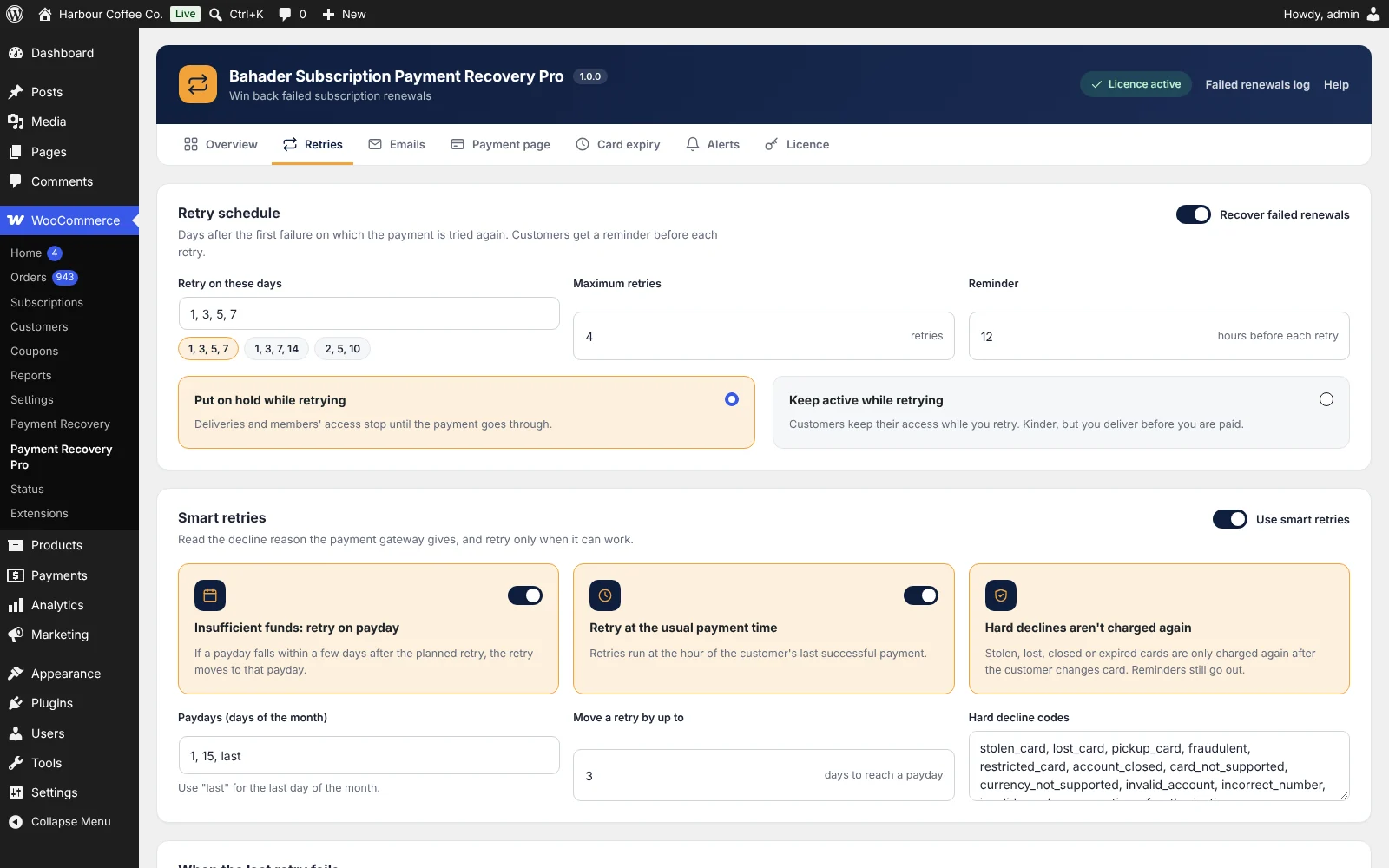 Bahader Subscription Payment Recovery Pro: Smart retries